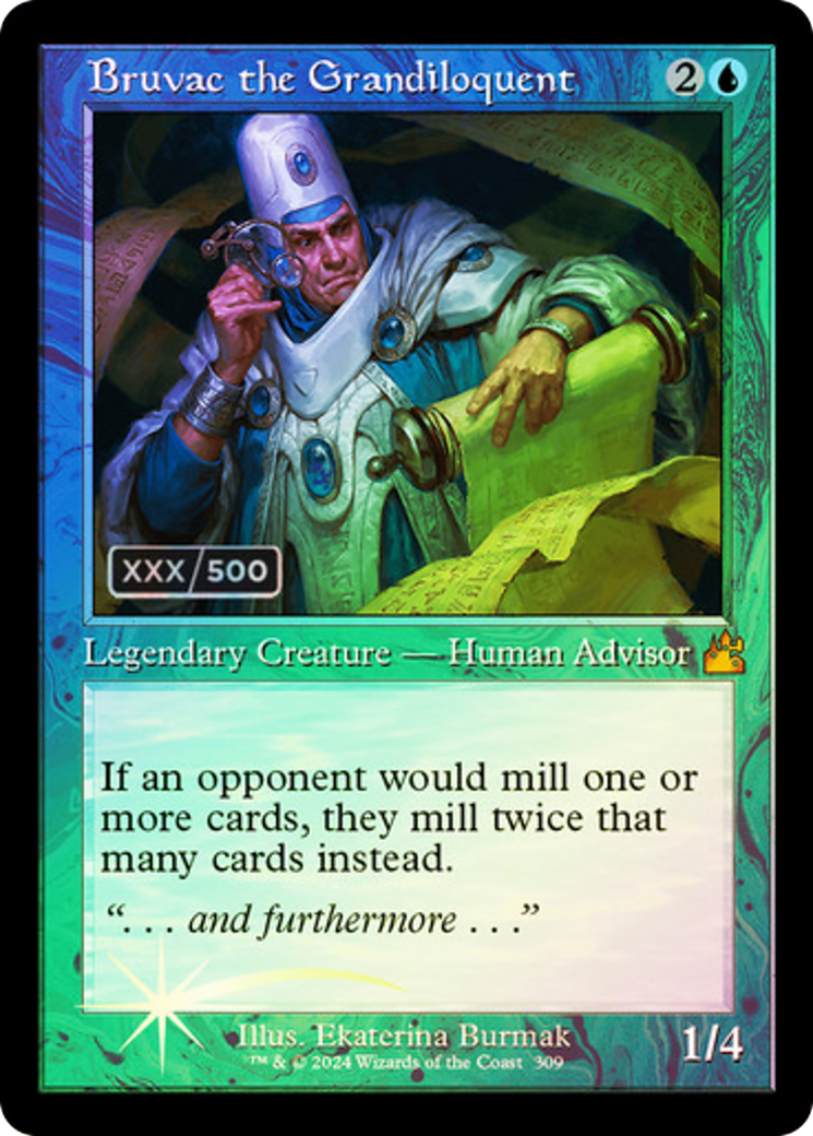 Bruvac the Grandiloquent (Retro Frame) (Serial Numbered) (RVR-309) [Ravnica Remastered] Foil