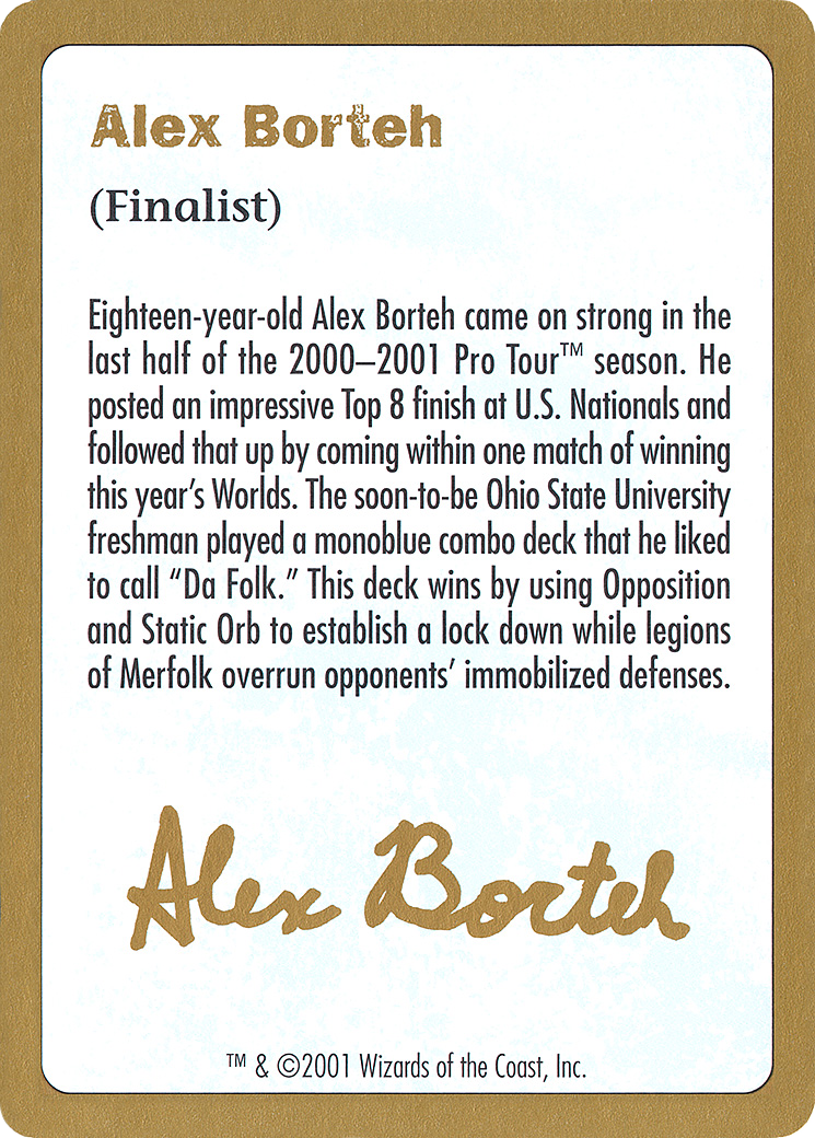 2001 Alex Borteh Biography Card [World Championship Decks 2001]