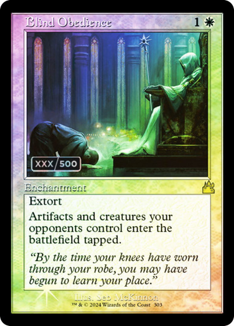 Blind Obedience (Retro Frame) (Serial Numbered) (RVR-303) [Ravnica Remastered] Foil
