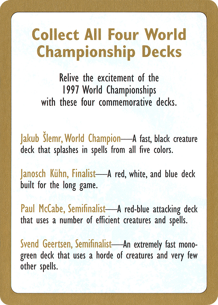 1997 World Championship Advertisement Card [World Championship Decks 1997]