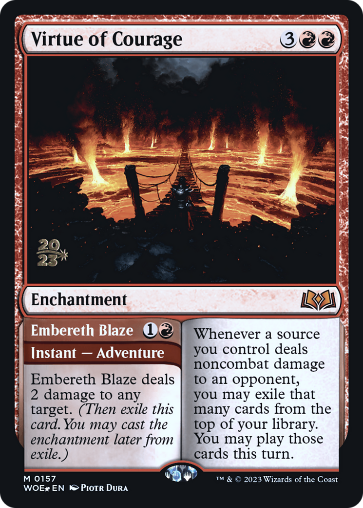 Virtue of Courage (PRE-157) [Wilds of Eldraine Promos] Foil