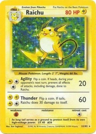 Raichu (014/102) [Base Set] Holofoil - Holo Rare