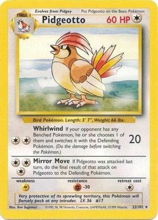 Pidgeotto (022/102) [Base Set] - Rare