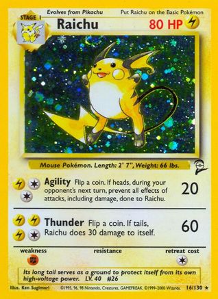 Raichu (016/130) [Base Set 2] Holofoil - Holo Rare