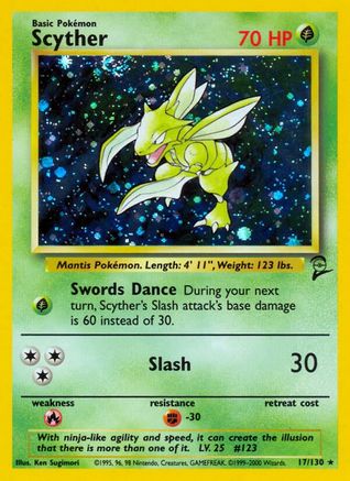 Scyther (017/130) [Base Set 2] Holofoil - Holo Rare