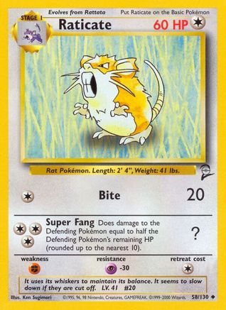 Raticate (058/130) [Base Set 2] - Uncommon