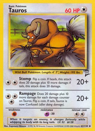 Tauros (062/130) [Base Set 2] - Uncommon