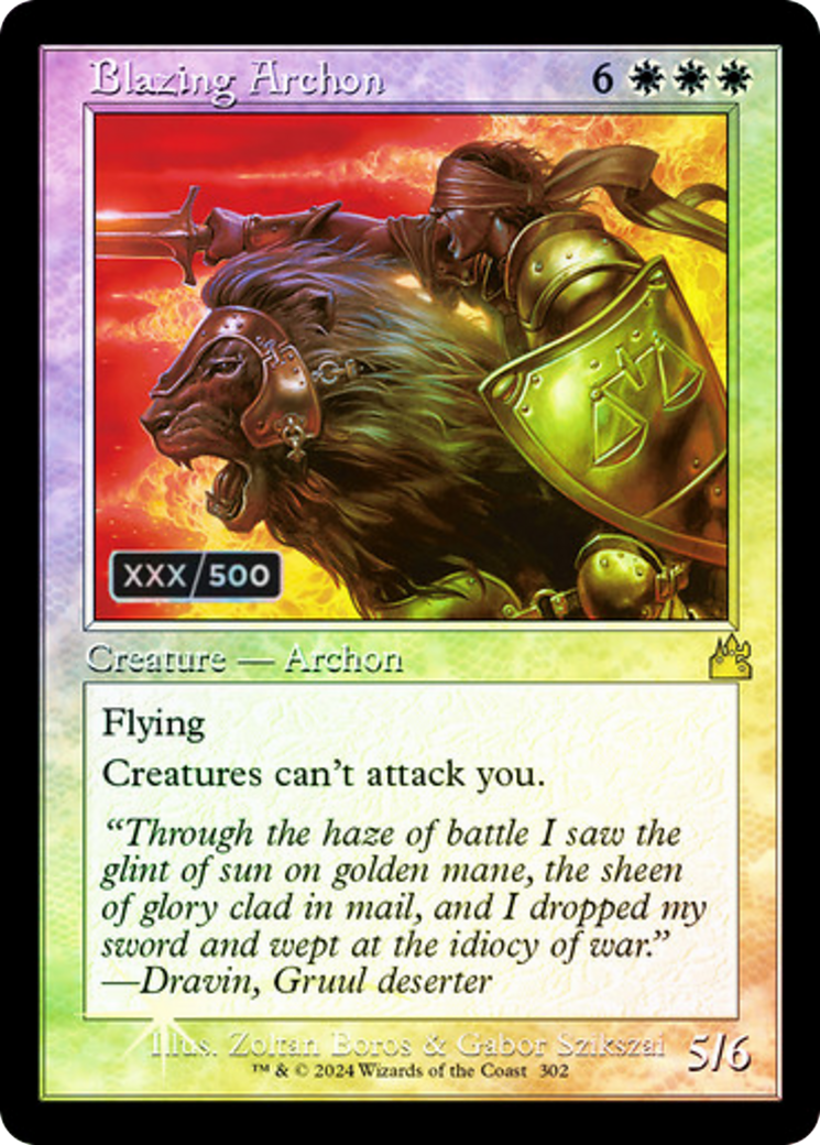 Blazing Archon (Retro Frame) (Serial Numbered) (RVR-302) [Ravnica Remastered] Foil