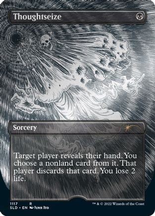 Thoughtseize (Borderless) (Foil Etched) (SLD-1117) [Secret Lair Drop Series] Foil