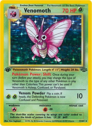 Venomoth (013/64) [Jungle] 1st Edition Holofoil - Holo Rare