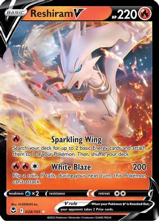 Reshiram V (024/195) [SWSH12 Silver Tempest] Holofoil - Ultra Rare