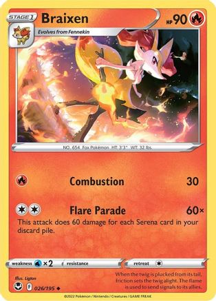 Braixen (026/195) [SWSH12 Silver Tempest] Reverse Holofoil - Uncommon