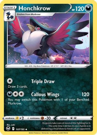 Honchkrow (107/195) [SWSH12 Silver Tempest] Reverse Holofoil - Uncommon