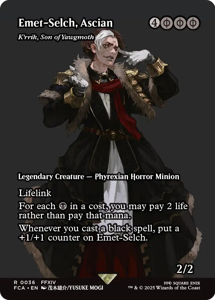 Emet-Selch, Ascian - K'rrik, Son of Yawgmoth (Showcase) (FCA-036) (Borderless) [FINAL FANTASY: Through the Ages] Foil