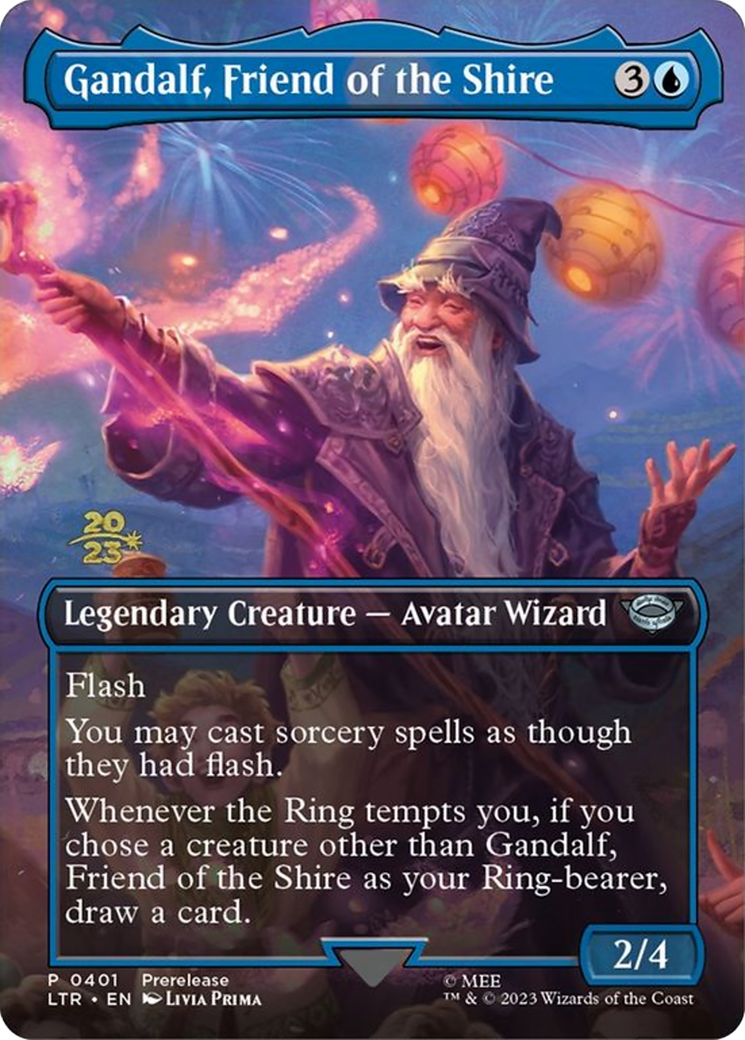 Gandalf, Friend of the Shire (PRE-401) (Borderless) [Tales of Middle-earth Promos] Foil