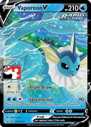 Vaporeon V (SWSH150) [Prize Pack Series Cards] Holofoil - Promo