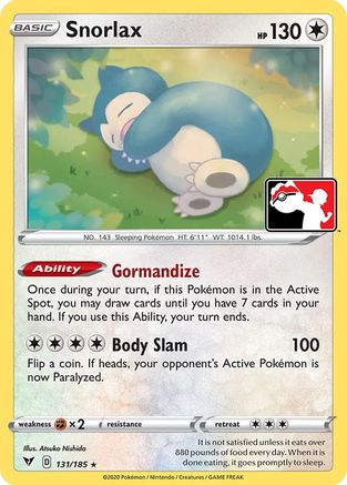 Snorlax (131/185) [Prize Pack Series Cards] - Rare