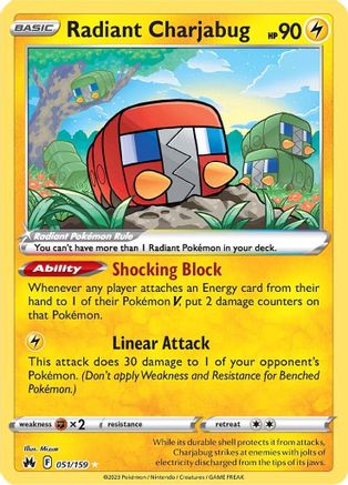 Radiant Charjabug (051/159) [SWSH Crown Zenith] Holofoil - Radiant Rare