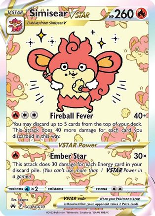 Simisear VSTAR (GG37/70) [SWSH Crown Zenith Galarian Gallery] Holofoil - Ultra Rare