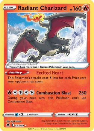 Radiant Charizard (020/159) [SWSH Crown Zenith] Holofoil - Radiant Rare