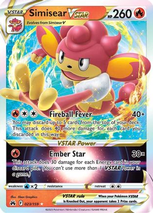 Simisear VSTAR (023/159) [SWSH Crown Zenith] Holofoil - Ultra Rare