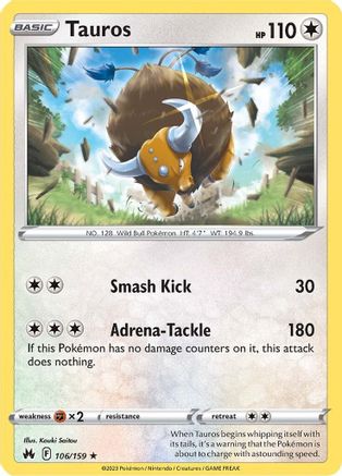 Tauros (106/159) [SWSH Crown Zenith] - Rare
