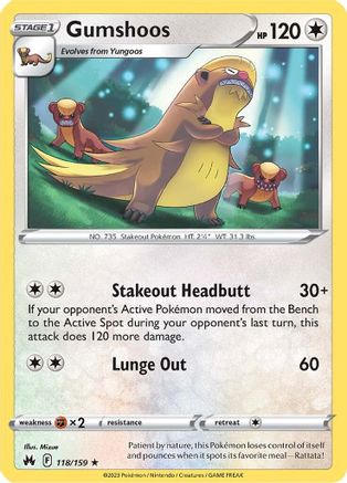 Gumshoos (118/159) [SWSH Crown Zenith] - Rare