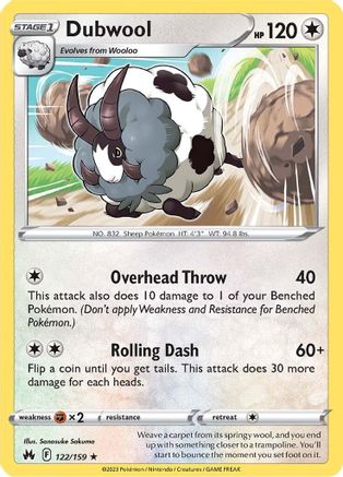 Dubwool (122/159) [SWSH Crown Zenith] Reverse Holofoil - Rare