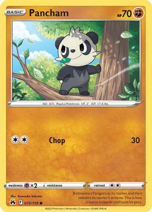 Pancham (072/159) [SWSH Crown Zenith] Reverse Holofoil - Common