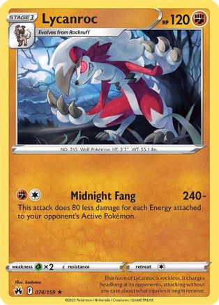 Lycanroc (074/159) [SWSH Crown Zenith] - Rare