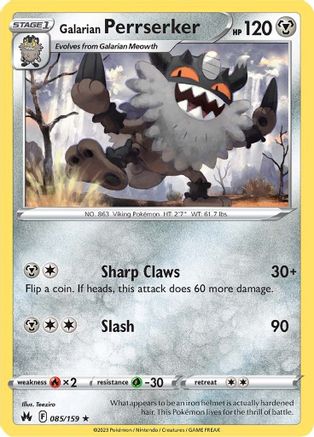 Galarian Perrserker (085/159) [SWSH Crown Zenith] Reverse Holofoil - Rare