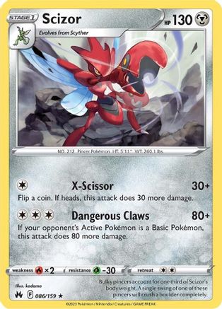 Scizor (086/159) [SWSH Crown Zenith] Reverse Holofoil - Rare