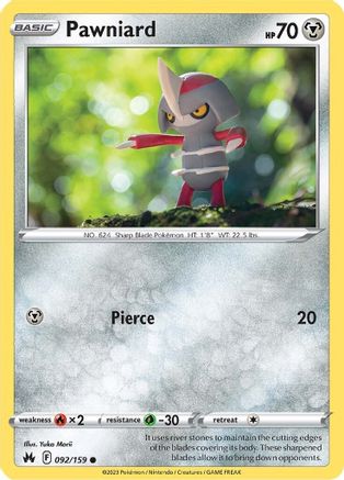Pawniard (092/159) [SWSH Crown Zenith] Reverse Holofoil - Common