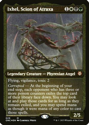 Ixhel, Scion of Atraxa (Display Commander) (Foil Etched) - Thick Stock (ONC-029) [Commander: Phyrexia: All Will Be One] Foil