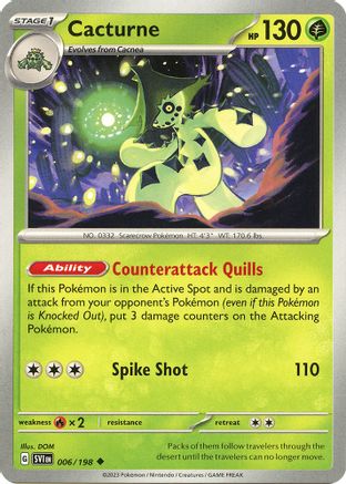 Cacturne (006/198) [SV01 Scarlet & Violet Base Set] Reverse Holofoil - Uncommon