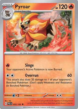 Pyroar (032/193) [SV02 Paldea Evolved] Reverse Holofoil - Uncommon