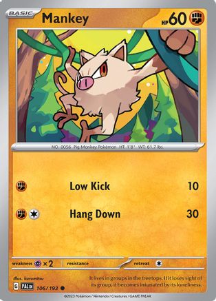 Mankey (106) [SV02 Paldea Evolved] Reverse Holofoil - Common