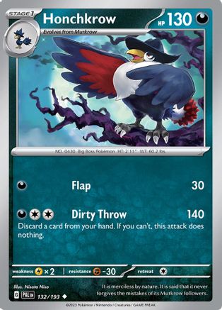 Honchkrow (132) [SV02 Paldea Evolved] Reverse Holofoil - Uncommon