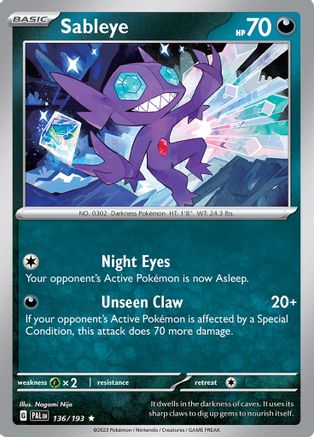 Sableye (136) [SV02 Paldea Evolved] Reverse Holofoil - Rare