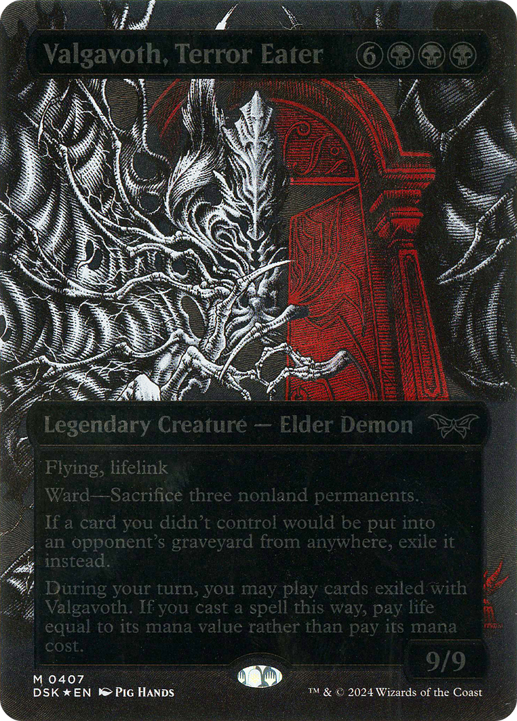 Valgavoth, Terror Eater (Showcase) (Textured Foil) (DSK-407) (Borderless) [Duskmourn: House of Horror] Foil