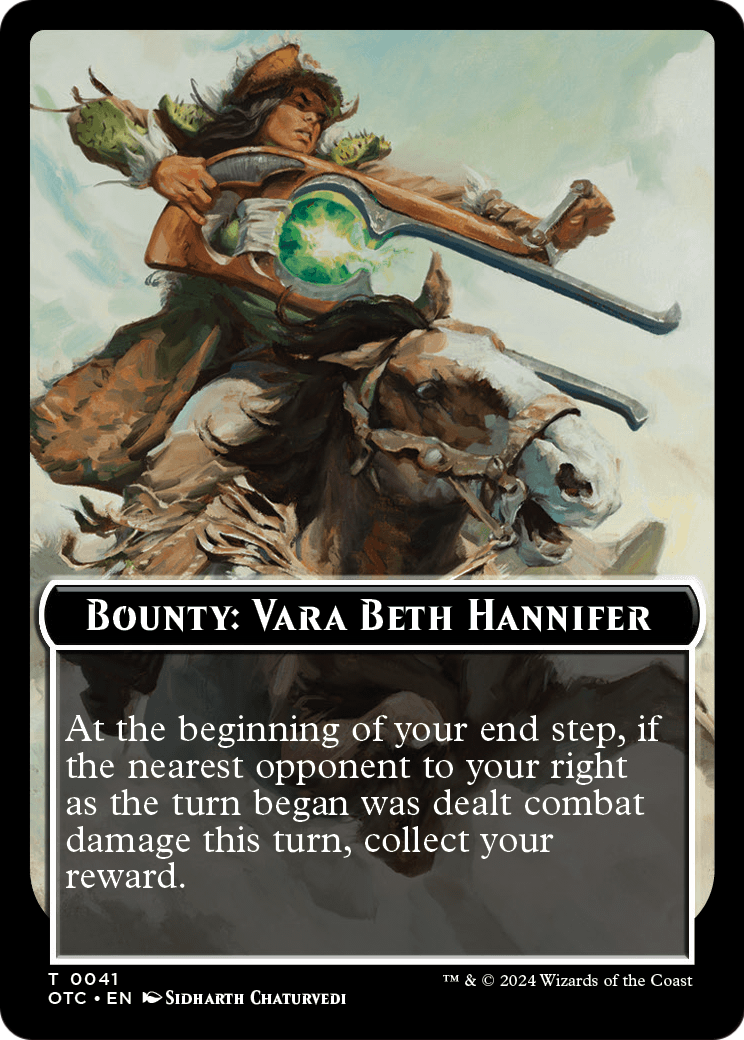 Bounty: Vara Beth Hannifer // Wanted! (TOTC-041) [Outlaws of Thunder Junction Commander Tokens]