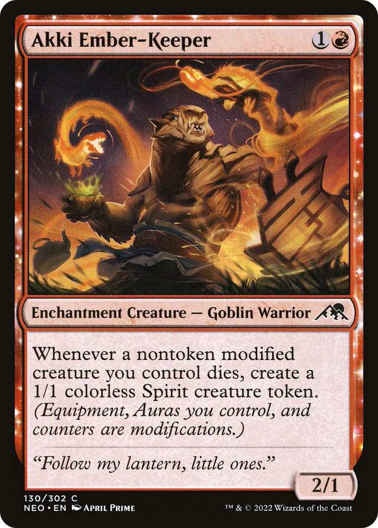 Akki Ember-Keeper (NEO-130) [Kamigawa: Neon Dynasty] Foil