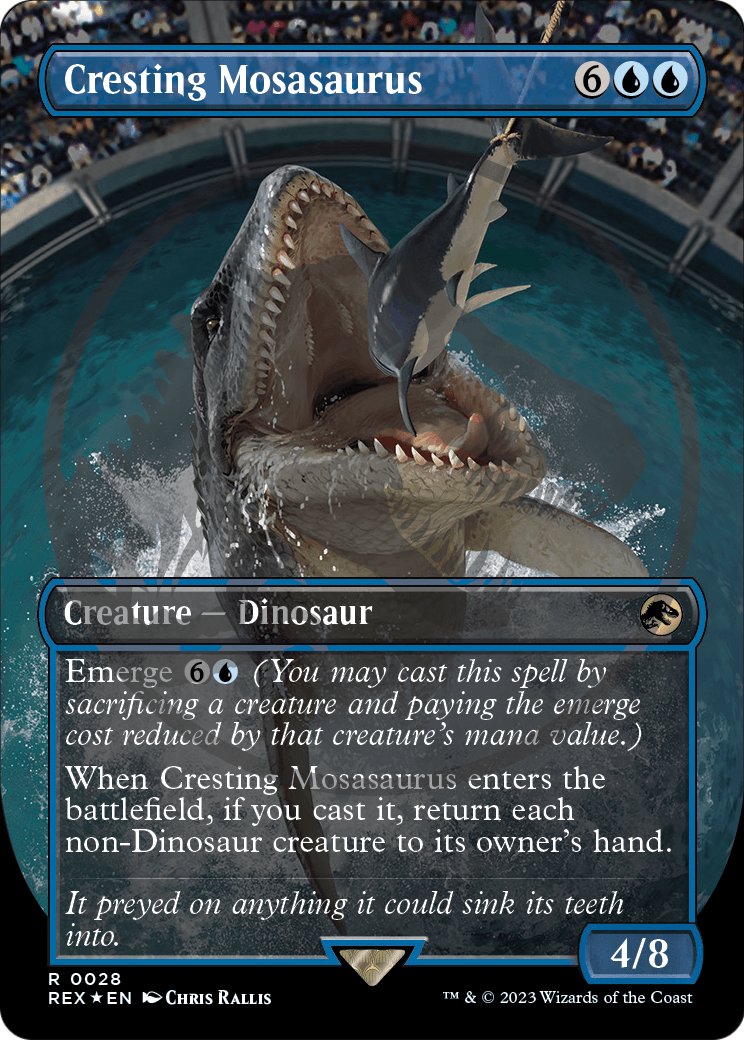 Cresting Mosasaurus (Borderless) (Emblem) (REX-028) [Jurassic World Collection] Foil