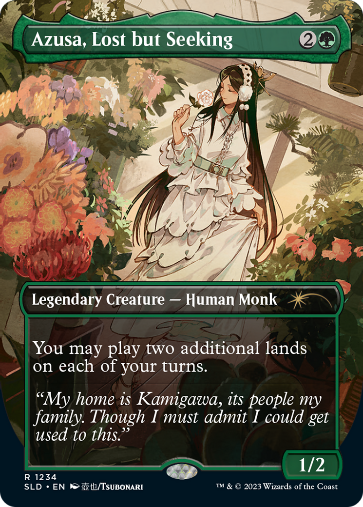 Azusa, Lost but Seeking (SLD-1234) (Borderless) [Secret Lair Drop] Foil