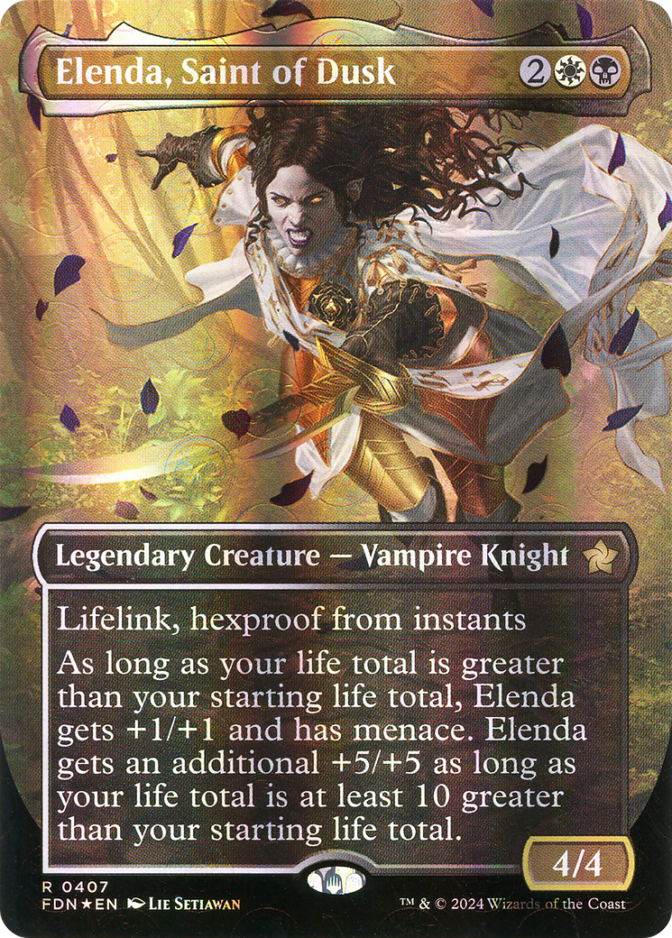 Elenda, Saint of Dusk (Borderless) (Mana Foil) (FDN-407) [Foundations] Foil