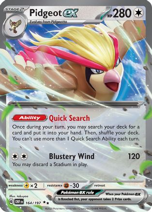 Pidgeot ex (164) [SV03 Obsidian Flames] Holofoil - Double Rare