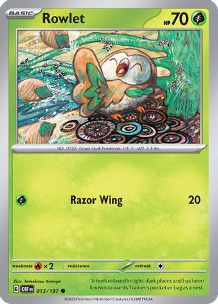 Rowlet (013) [SV03 Obsidian Flames] Reverse Holofoil - Common