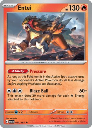 Entei (030) [SV03 Obsidian Flames] Reverse Holofoil - Rare