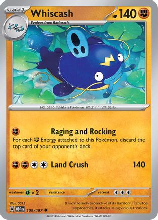 Whiscash (109) [SV03 Obsidian Flames] Reverse Holofoil - Uncommon