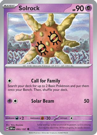 Solrock (093) [SV03 Obsidian Flames] Reverse Holofoil - Uncommon